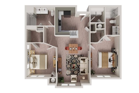 Floor plan for 2 beds, 2 baths, 1010 sqft